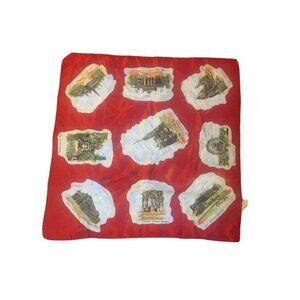 GERMANY RED SOUVENIR TRAVEL SQUARE Scarf Wien Karlskirche Prater Stephansdom
